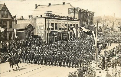 Postcard RPPC 1922 Illinois Peoria K.T. Parade Fraternal IL24-5122 - Image 1 of 2