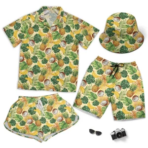 Coconut Banana Pineapple Sleave Pattern Short Beach Men Women And Hawaiian Shirt - Picture 1 of 8