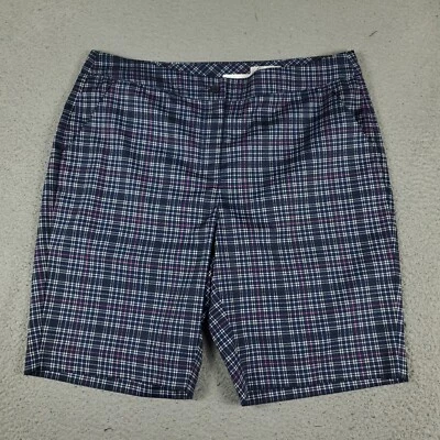 Greg Norman Shorts Mens Size 34 Blue Plaid Golf Casual Flat Front Chino Foto 1 de 4