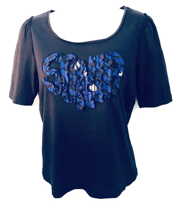 Camiseta Sonia Rykiel Vintage Corazón Cuello Redondo Manga Corta Hecha en Francia Talla 40 Foto 1 de 4