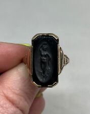 Vintage Art Deco 10k Onyx Cameo Ring