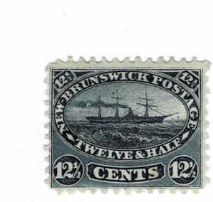 CANADA PreConfederation NEW BRUNSWICK#10 12 1/2c Steamship F-VF MINT hinged - Picture 1 of 2