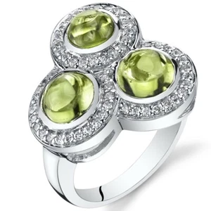3.00 carats Natural Peridot Trinity Ring in Sterling Silver - Picture 1 of 4