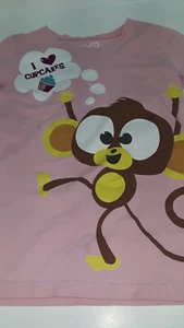 Place est. 1989 pink "I Heart Cupcakes" long sleeve tee with monkey, sz M (7-8) - Picture 1 of 6