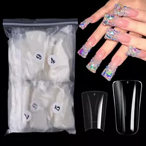 500~504pcs Half Full Cover Duck Shape Nail Tips Acrylic Nails Clear Natural - Picture 1 of 13