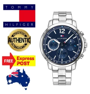 NEW TOMMY HILFIGER "LANDON" TH 1791534 SILVER/BLUE MENS CHRONOGRAPH QUARTZ WATCH - Picture 1 of 8