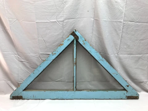 Antique 2 Lite 24x45 Triangle Transom Window Shabby Old VTG Blue Chic 656-23B Cover