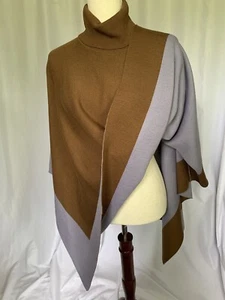 Ann Taylor Turtleneck Poncho Sweater Brown/Lavender, Small - Picture 1 of 10