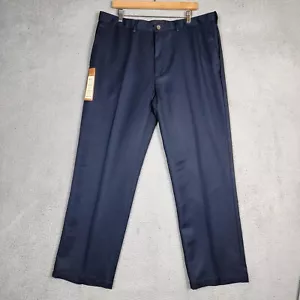 Haggar Pants Men's 40Wx31L Navy Flat Front Classic Fit Straight Leg Classic NWT - Picture 1 of 15