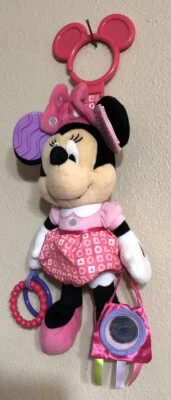 Boneca de pelúcia Minnie Mouse Disney bebê atividade brinquedo enrugado mordedor infantil pendurado - Imagem 1 de 4