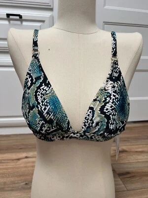 Shade & Shore Women's Triangle Bikini Top Blue Snake Print Size M - Image 1 of 4
