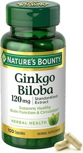 Nature's Bounty Ginkgo Biloba 120mg Capsules for Enhanced Memory & Brain Health - Picture 1 of 9
