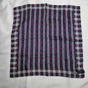 Burberry Silk Scarf Navy Blue Plaid Pattern Silk Sanyo Shokai Japan  - Picture 1 of 11