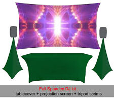GREEN  Spandex Full dj kit . tablecloth + tripod scrims + projection screen