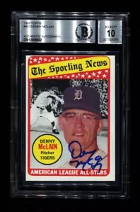 1969 TOPPS DENNY MCLAIN AS TIGERS #433 SIGNED AUTO BECKETT BAS 10 - Picture 1 of 2