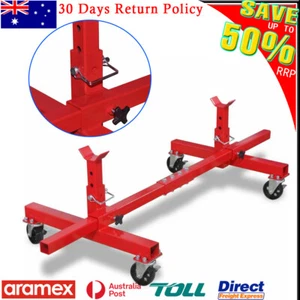 Mobile Axle Stand Portable Adjustable Height Workshop Garage Equipment Steel Red - Picture 1 of 5