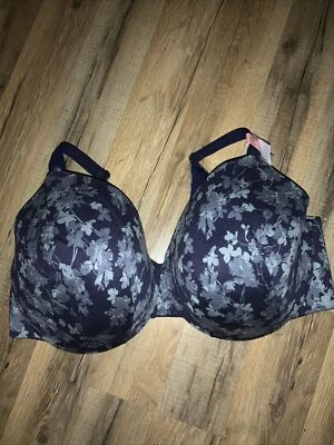 Sutiã CACIQUE “LANE BRYANT” Azul Floral LIGEIRAMENTE FORRADO Cobertura Total 44F Novo com etiquetas $58.95 - Imagem 1 de 4
