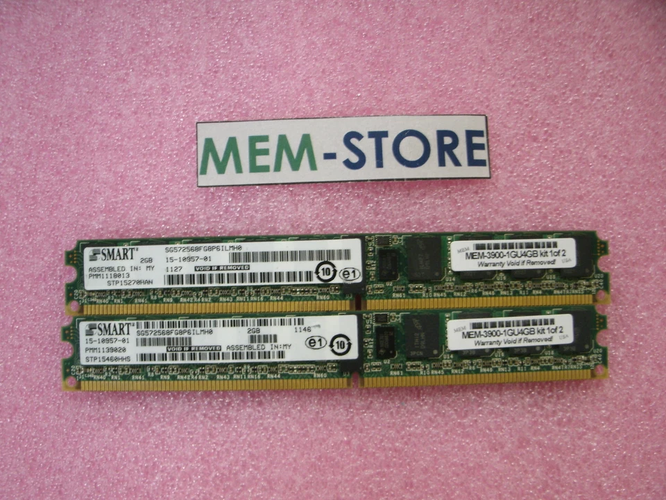 MEM-3900-1GU-4GB 4GB (2x2GB) kit DRAM Memory for Cisco 3925 3945 ISR Approved - Image 1 of 1