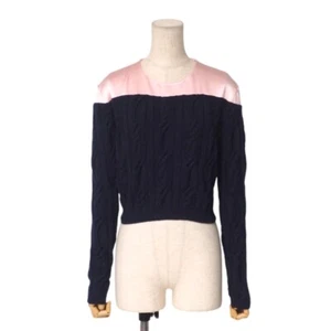 Christian Dior knit Size 42 Cropped top in mixed fabrics, wool and silk, nav... - Picture 1 of 9