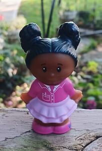 Little People Mattel African American Girl Tessa in Pink Dress With Heart 2012