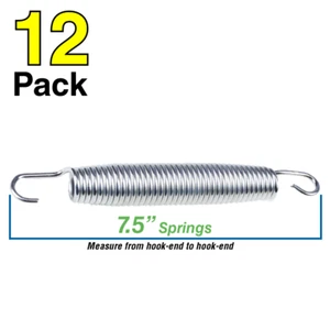 12pc Replacement Trampoline Spring 7.5" (19.05 cm) Silver Galvanized Steel - Picture 1 of 3