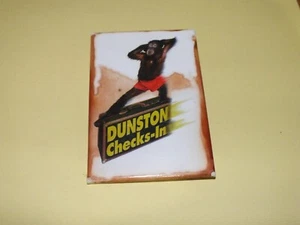 VINTAGE MOVIE PROMOTION PIN 1995 DUNSTON CHECKS-IN AGE STAINED CONDITION - Picture 1 of 2