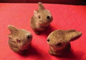 Vintage JOSEF ORIGINALS? Beflockte Fuzzy Bunny Kaninchen Set 3 Top Zustand - Bild 1 von 6