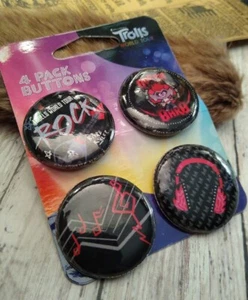 TROLLS WORLD TOUR Pack Of (4) Buttons on Sleeve QUEEN BARB, DreamWorks! - Picture 1 of 8