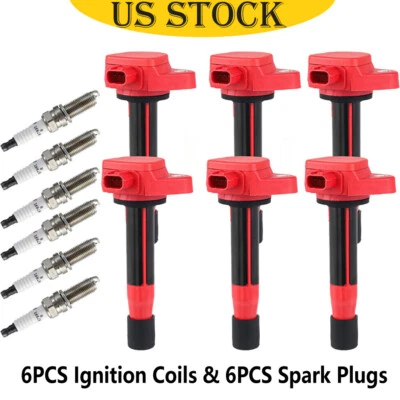 6 bobinas de encendido + 6 bujías para Honda Odyssey 2008-2015 2016 2017 3,5 L V6 Foto 1 de 4