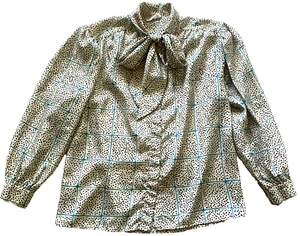 Alfred Dunner Tie Pussy Bow Blouse Dots Retro 90s  Preppy Old Money VTG 12 - Bild 1 von 14