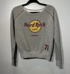 Hard Rock Cafe Sweatshirt Prague Size Small Ladies #71 Gray Scoopneck Czech Rep. - Picture 1 of 7