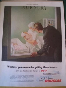 1955 DOUGLAS AIRLINES never far away - take a DC-7 ad - Picture 1 of 1