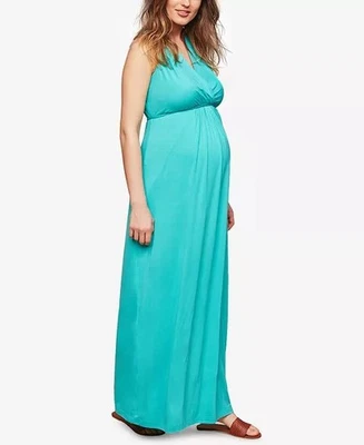 Motherhood Maternity Soft Rayon Stretch Jersey Dress Sleeveless V-Neck Aqua Sz M - Image 1 of 4