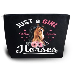 Sac à Maquillage Cheval Cadeaux Cheval pour Fille Sœurs Chevaux Amoureux Animaux Eque... - Photo 1/7