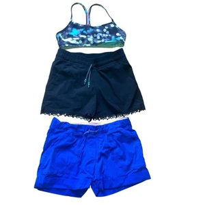 Lot of 3 Youth Girl's Ivivva Shorts Bra Size 6 & 7 Blue Black Lululemon - Picture 1 of 9