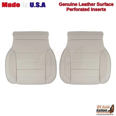 2015-2020 For GMC Yukon Denali Genuine Leather Perf Front Bottom Seat Covers Tan - Image 1 of 4