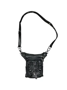 Highway Patrol Motorcylce Apparel Black Drop Leg Leather Thigh Bag Read Descript - Picture 1 of 8