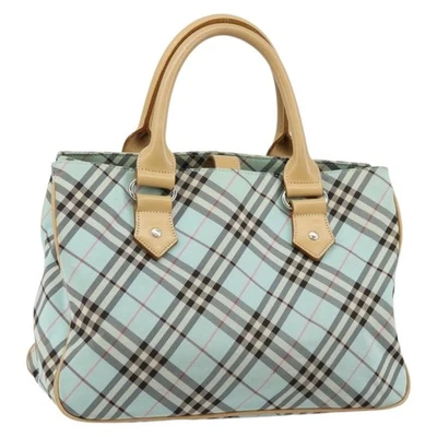 Auténtico bolso de mano Burberry Nova Check etiqueta azul nailon azul claro plata BA6284 Foto 1 de 4