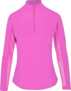 IBKUL Essential LS Zip Mock Hot Pink Shirt Women M - Picture 1 of 6