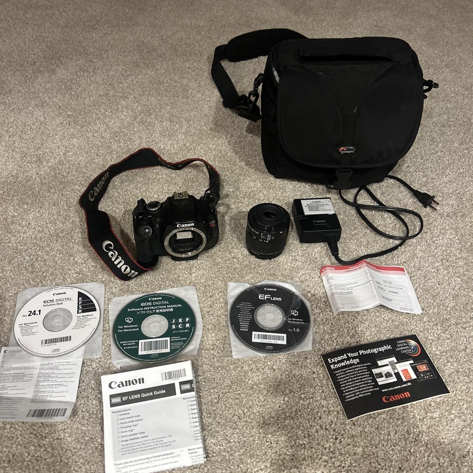 Kit de lentes con bolsa para cámara digital Canon EOS Rebel T3i SLR 18 55 mm Foto 1 de 4