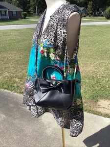 Bandolera para mujer con lazo negro, asa superior, cartera con correa para el hombro con bolsa para el polvo - Imagen 1 de 5