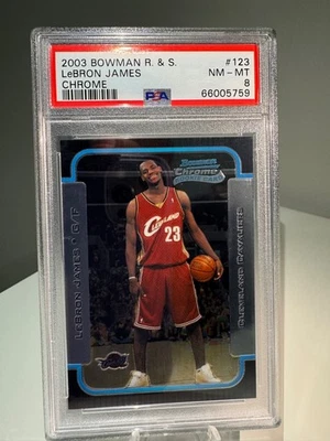 Леброн Джеймс 2003 Bowman R & S #123 * Chrome * Cavaliers RC дебютант карта PSA 8 - Изображение 1 из 2