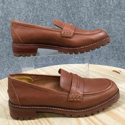 Madewell туфли женщин 7 мокасины коричневый кожаный скольжения на круглый носок повседневный блок каблук - Изображение 1 из 4