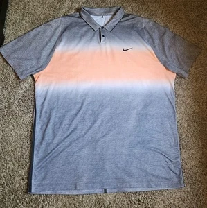 Nike Tiger Woods Polo Shirt Mens 2XL XXL Gray Orange Velocity Glow Stripe Men - Picture 1 of 7