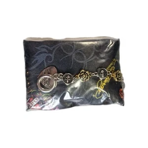 ED HARDY Stainless Steel Skulls Roses Heart 7" Bracelet w/ COA & Storage Bag - Picture 1 of 11