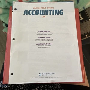 Accounting 25e Loose Leaf Textbook Carl Warren, James Reeve, Jonathan Duchac - Picture 1 of 4