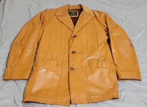 Vintage Genuine Leather Brown Jacket w/Removable Zipper Lining Coat Size 42L - Picture 1 of 24