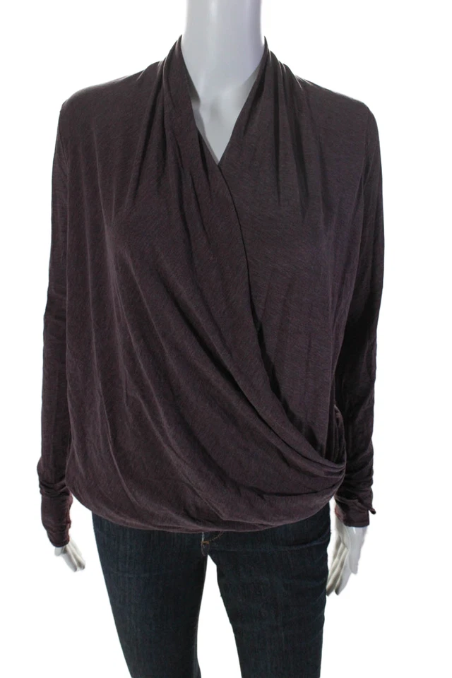 Lululemon Womens Dark Red V-Neck Long Sleeve Wrap Blouse Top Size 6 - Image 1 of 4