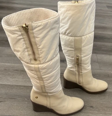 Ugg Australia Mujer Leona 1944 Cuña Crema Acolchada Piel de Oveja Bota Talla 7 Foto 1 de 4