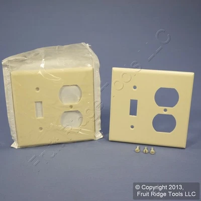 Cubierta de placa de pared estándar de plástico dúplex con palanca de 2 velocidades Leviton 82005 almendra 2 piezas Foto 1 de 4